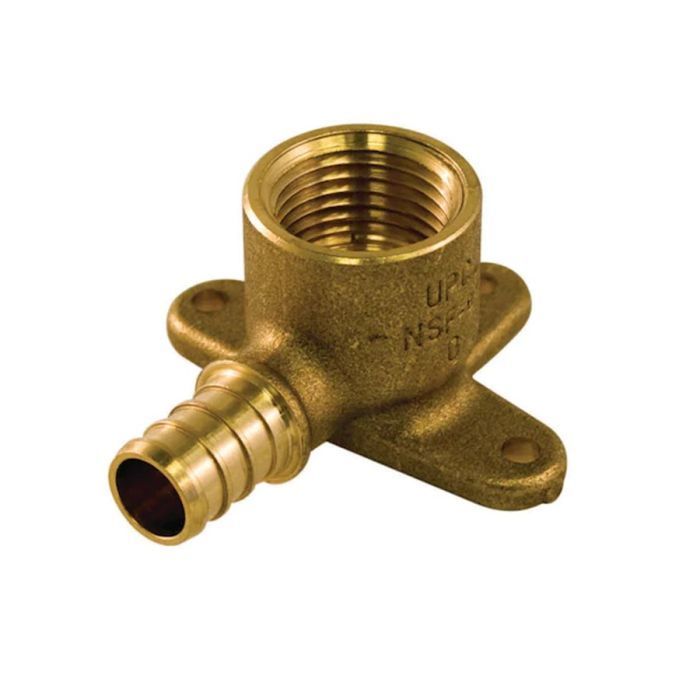 3/4 inch Pex by FIP 90 degree drop ear elbow for mounting fixtures.