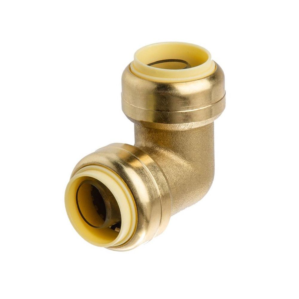 1/2 inch Easy Grip 90 degree push-fit brass elbow fitting.
