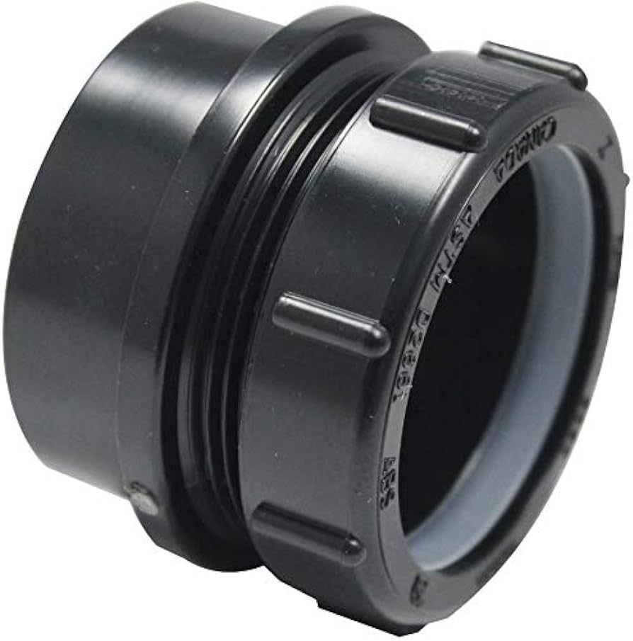 1-1/2 Inch ABS trap adapter spigot fitting for drain plumbing.