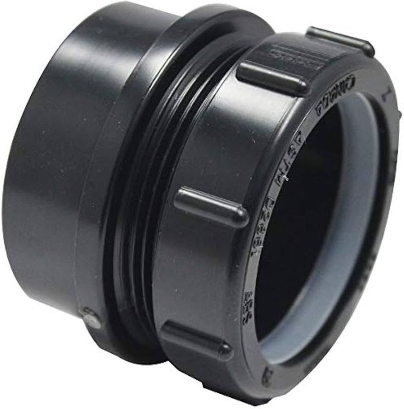 1-1/2 Inch ABS trap adapter spigot fitting for drain plumbing.