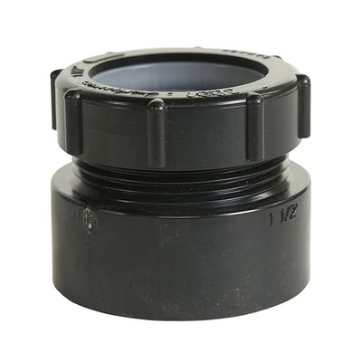 1-1/2 Inch ABS trap adapter hub fitting for drain plumbing.