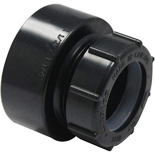 1-1/2 inch by 1-1/4 inch ABS trap adapter hub.