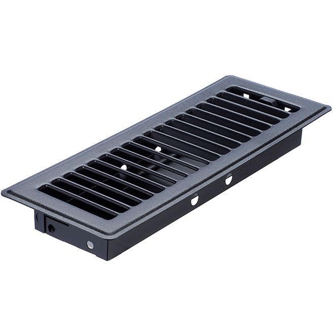 4 inch by 10 inch metal floor register in black for HVAC floor vents.