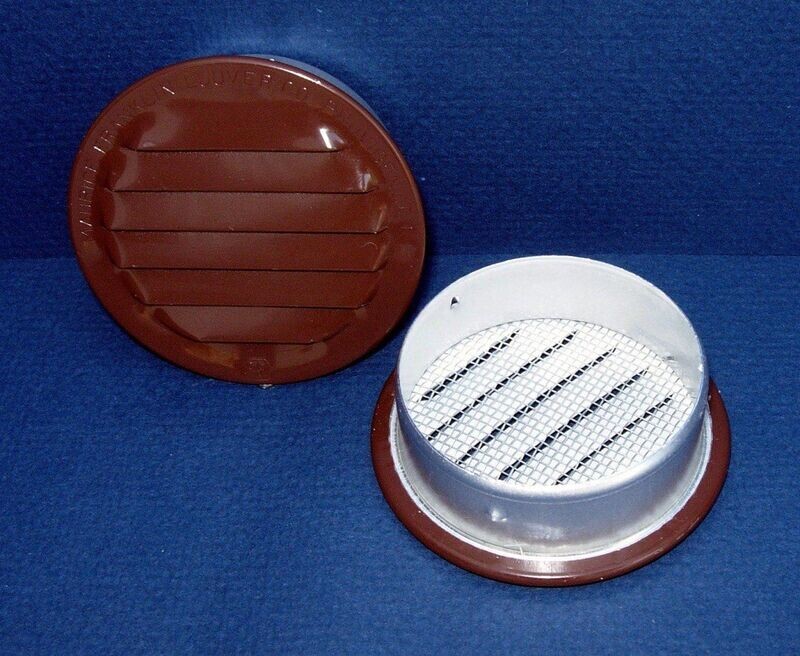 1-1/2 Inch brown aluminum louver vent for ventilation.