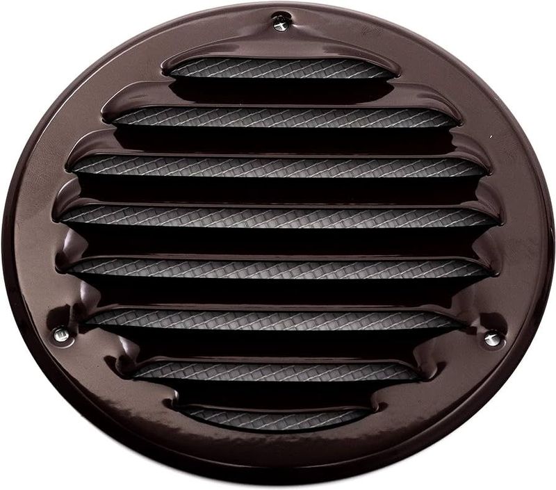4 inch aluminum louver vent in brown, for venting soffits and enclosed spaces.