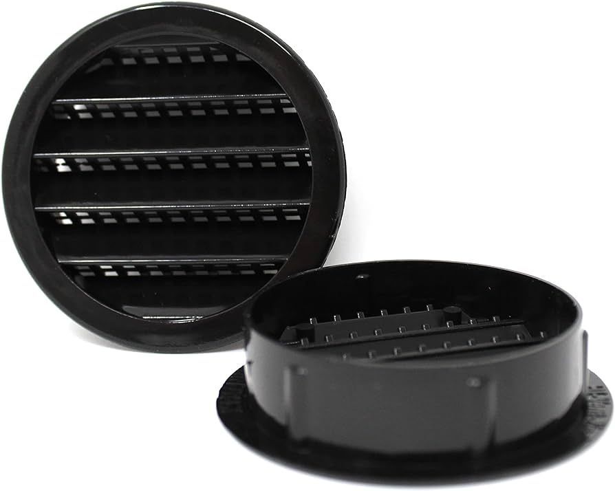 1-1/2 inch Louver vent plastic cover in black.
