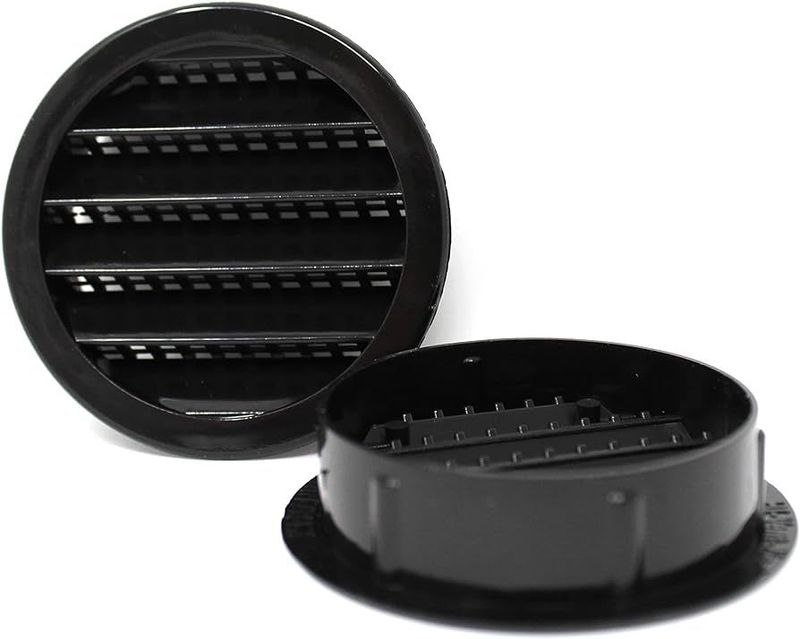 1-1/2 inch Louver vent plastic cover in black.