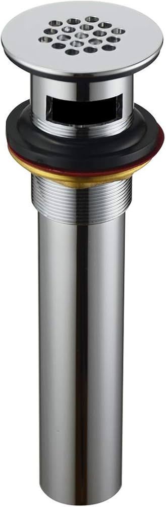 Grid sink drain with overflow for bathroom or utility sinks.