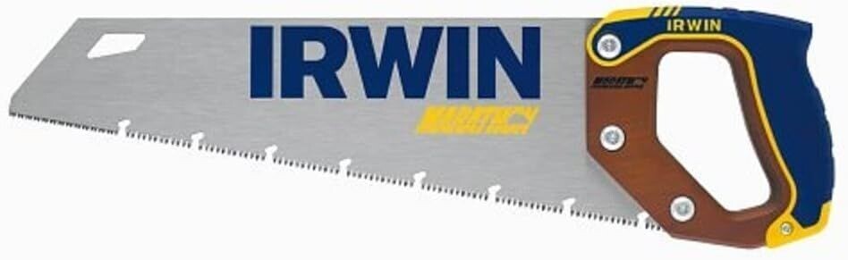 Irwin 15 inch coarse cut carpenter hand saw for fast lumber cuts.