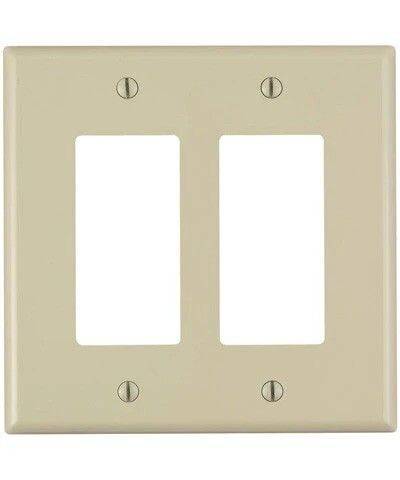 DOUBLE DECORA PLATE IVORY Double Decora style wall plate in ivory for two switches or outlets.