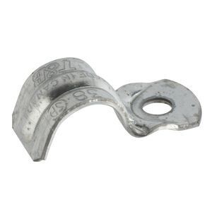 One-hole BX cable strap, sized for 3/8 inch armored cable.