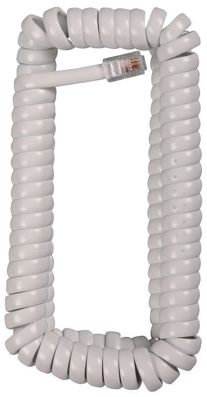 12 Foot white coiled telephone handset cord for replacing worn phone cords.