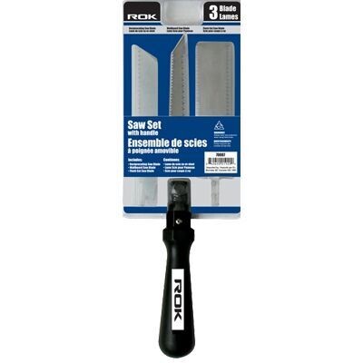 3 piece blade set with handle for interchangeable cutting blades.