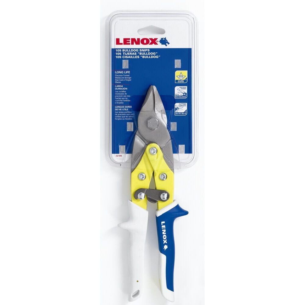 Lenox Bulldog aviation snips for cutting sheet metal and ductwork.