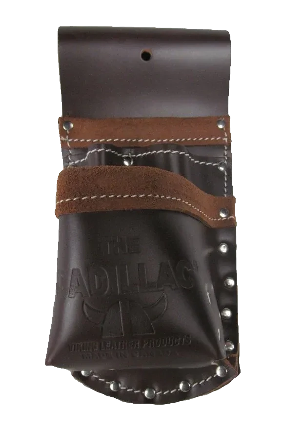 Cadillac brown nail pouch, model MP40-Br, for carrying fasteners on a tool belt.