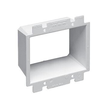 Double gang electrical box extender for flush mounting outlets and switches.