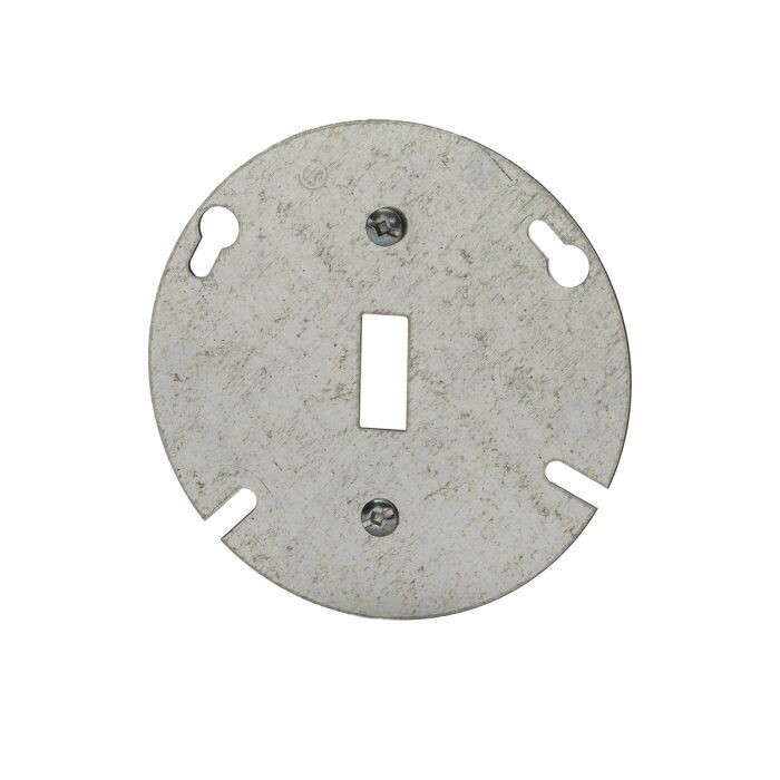 Metal cover plate for an octagon single switch electrical box.