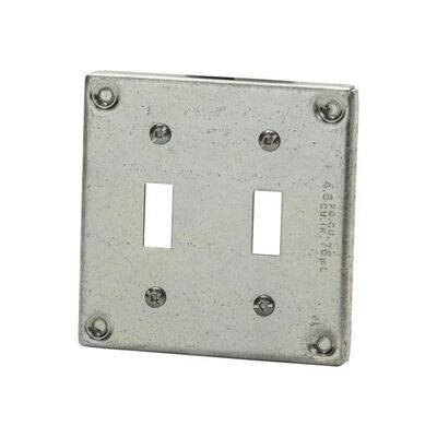 Double toggle wall plate in galvanized finish for two switches.