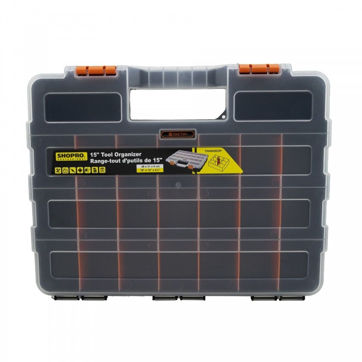 15 inch tool organizer for storing and sorting hand tools.