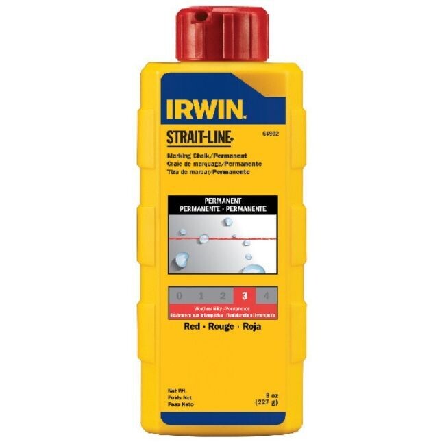 IRWIN 8OZ RED CHALK Irwin 8oz red chalk for chalk line reels.