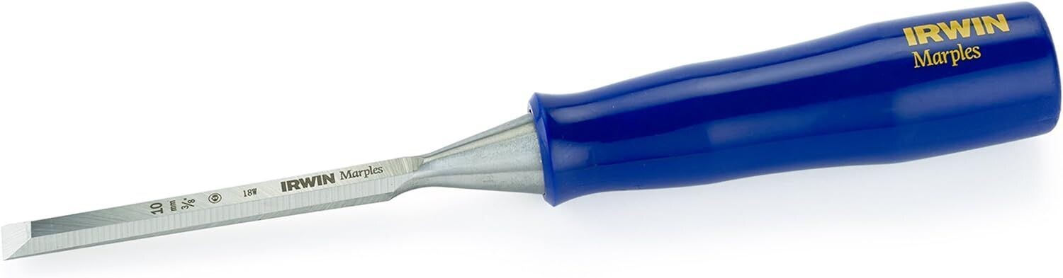 Irwin Marples Blue Chip wood chisel, 3/8 inch, with hardened steel blade.