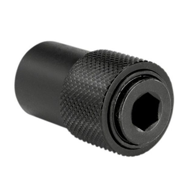 Milwaukee 1/2 inch square to 7/16 inch hex quick-change adapter.