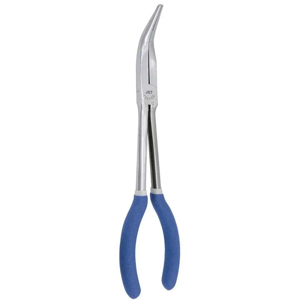 11 inch 45 degree bent nose pliers for reaching tight angles.