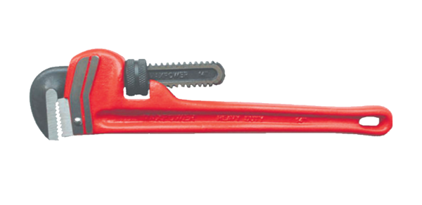 36 inch steel pipe wrench for gripping pipes and fittings.