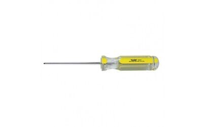#0 x 4 Number 0 Robertson screwdriver with a 4 inch shaft.