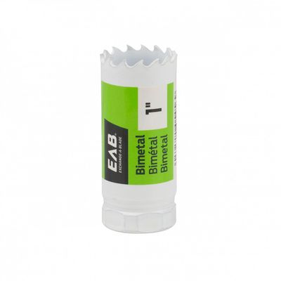 EAB 1 inch bi-metal hole saw for cutting wood, metal, and plastic.