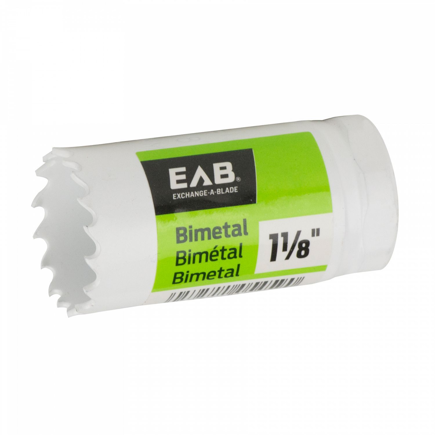 EAB 1 1/8 inch bi-metal hole saw for cutting wood, metal, and plastic.