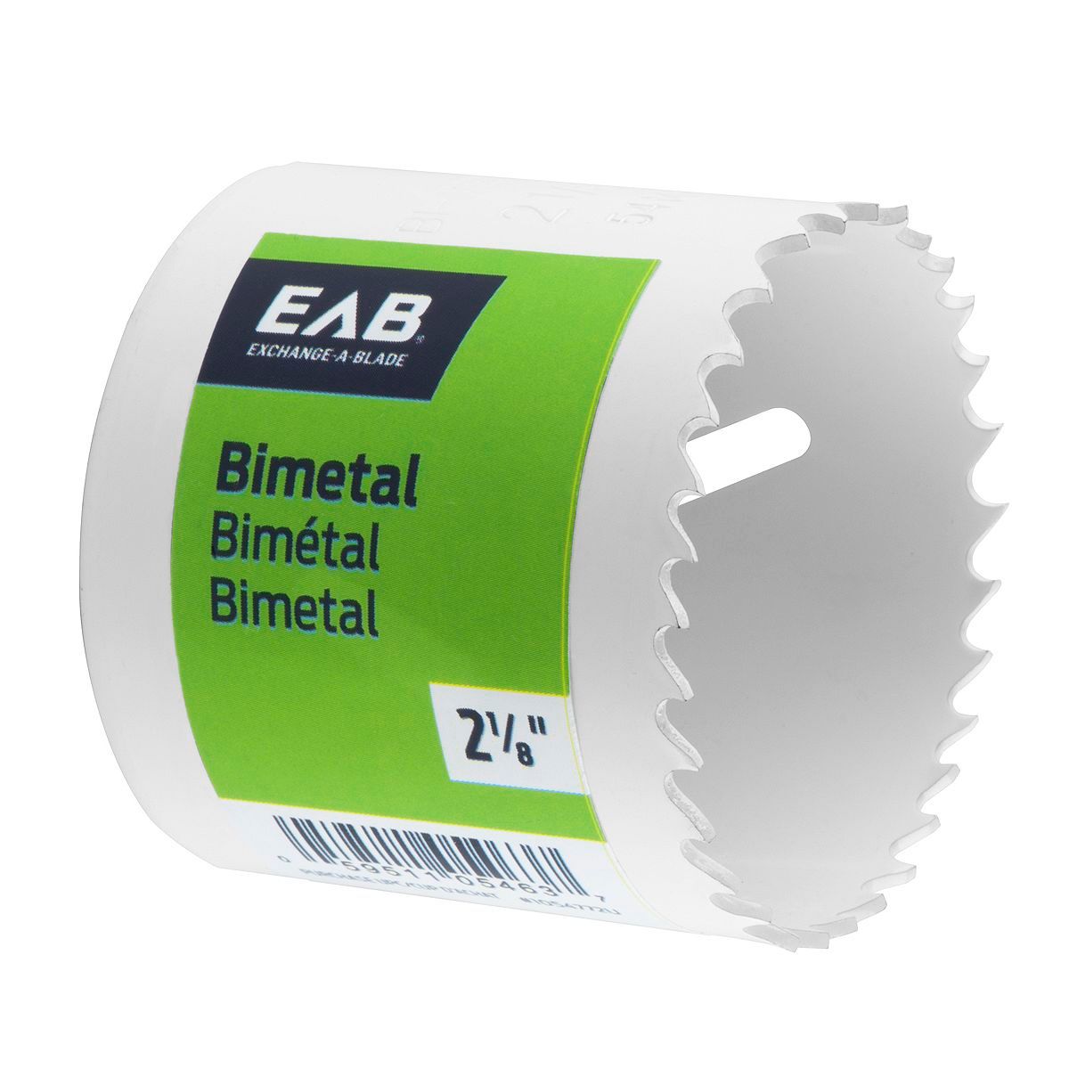 EAB 2 1/8 inch bi-metal hole saw for cutting wood, metal, and plastic.