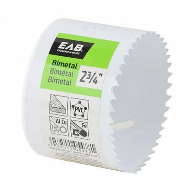 EAB Bi-Metal Hole Saw 2-3/4 EAB 2 3/4 inch bi-metal hole saw for cutting wood, metal, and plastic.