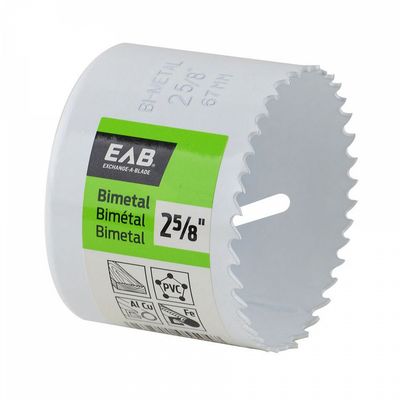 EAB 2 5/8 inch bi-metal hole saw for cutting wood, metal, and plastic.