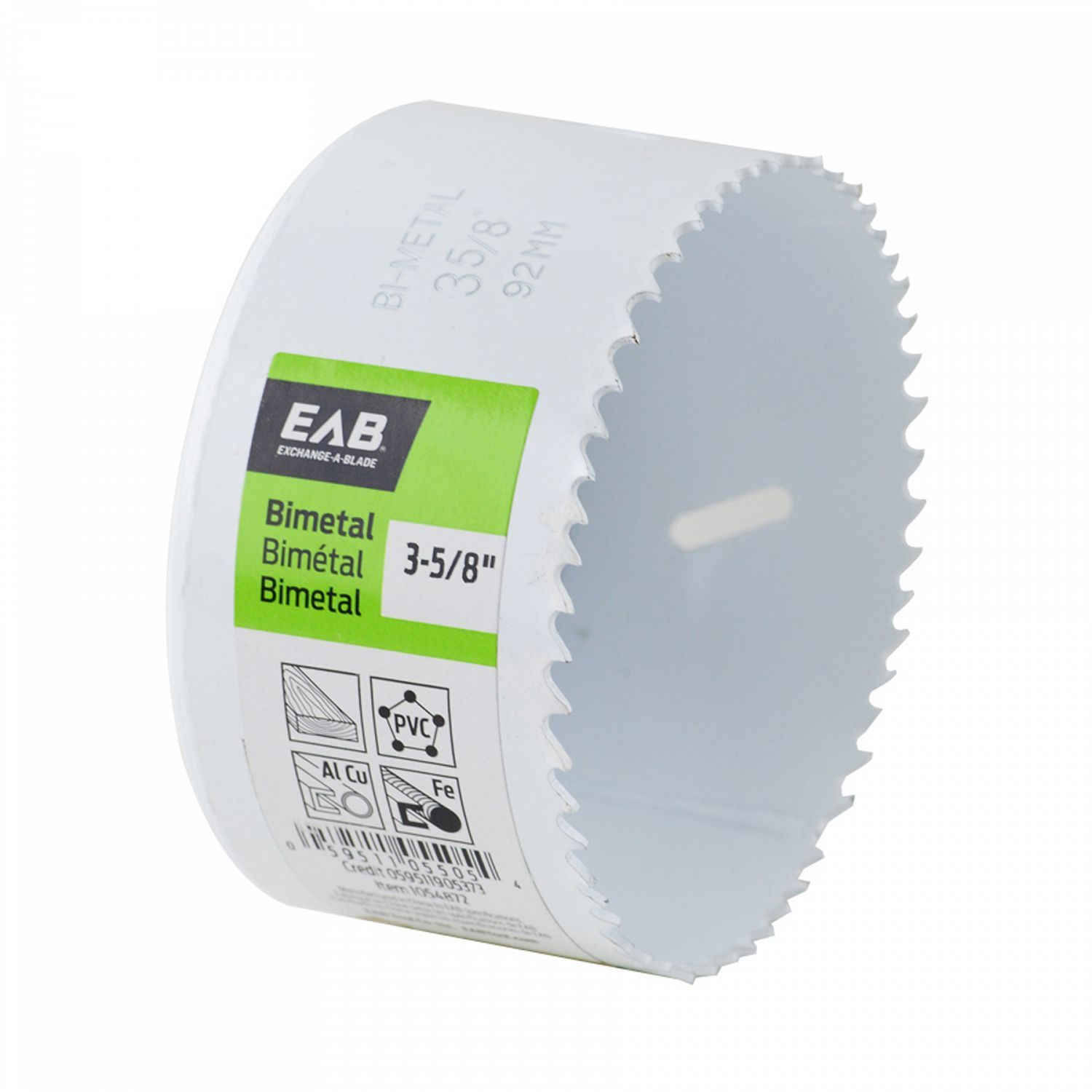 EAB 3-5/8 EAB 3 5/8 inch bi-metal hole saw for cutting wood, metal, and plastic.