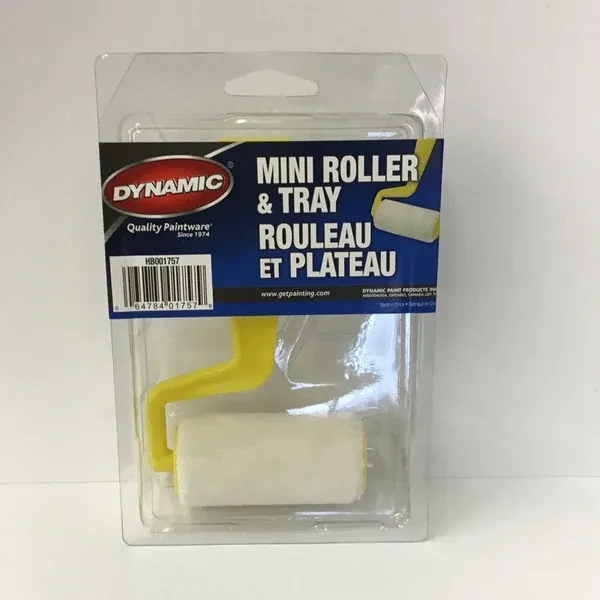 Dynamic mini paint roller and tray set for small paint jobs.