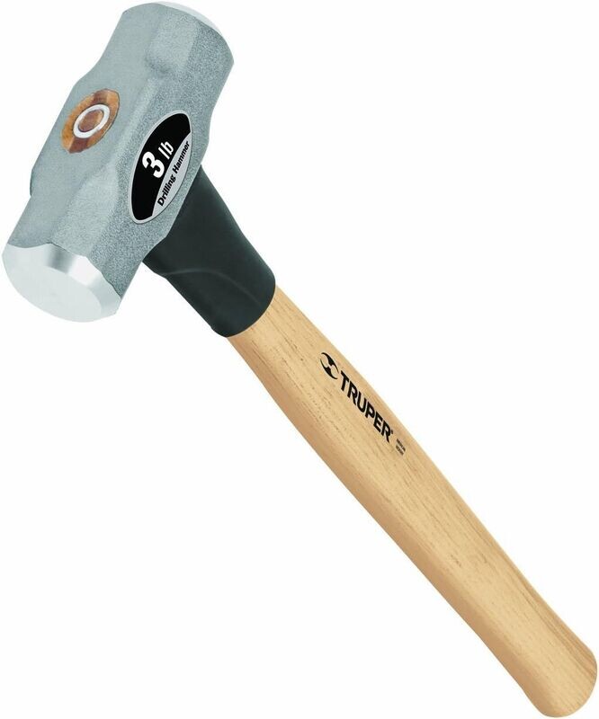 3 lb engineer hammer with a wood handle for striking punches and chisels.