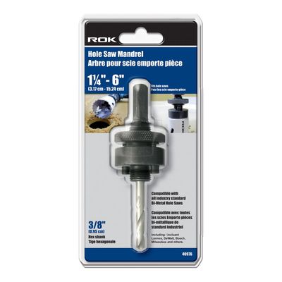 3/8 3/8 inch hole saw mandrel for securing hole saws to a drill chuck.
