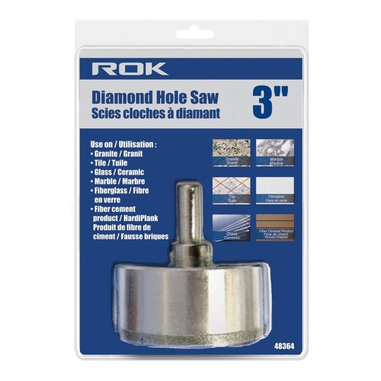3 inch diamond hole saw for cutting tile, porcelain, glass, and stone.