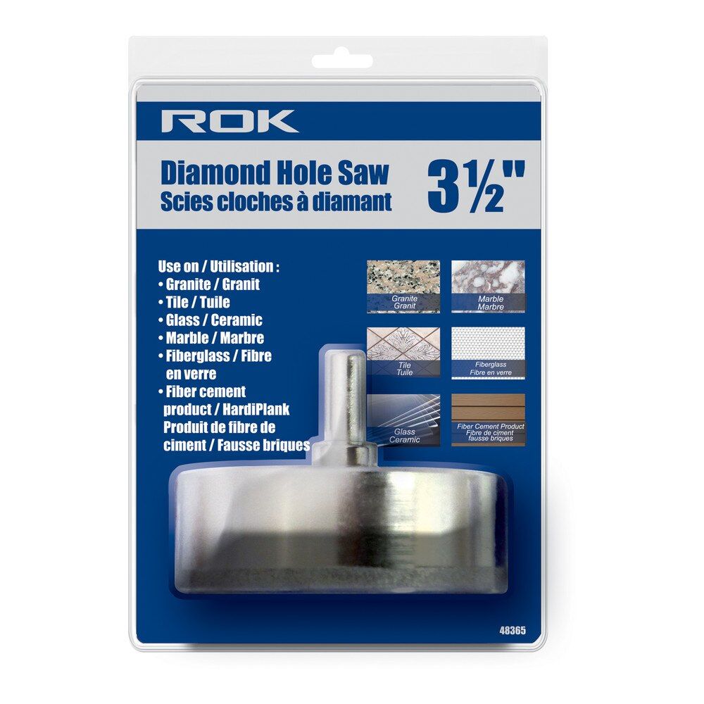 3 1/2 inch diamond hole saw for large holes in tile, porcelain, glass, and stone.