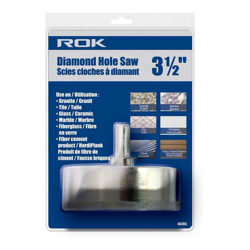 3 1/2 inch diamond hole saw for large holes in tile, porcelain, glass, and stone.