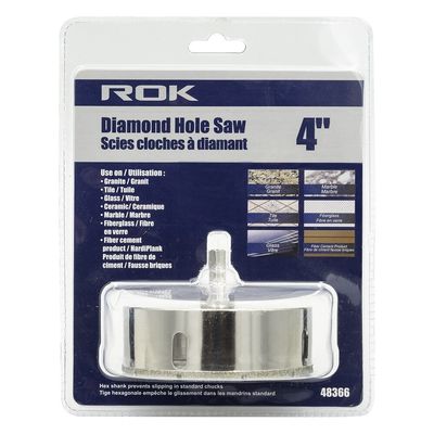 4 inch diamond hole saw for large holes in tile, porcelain, glass, and stone.