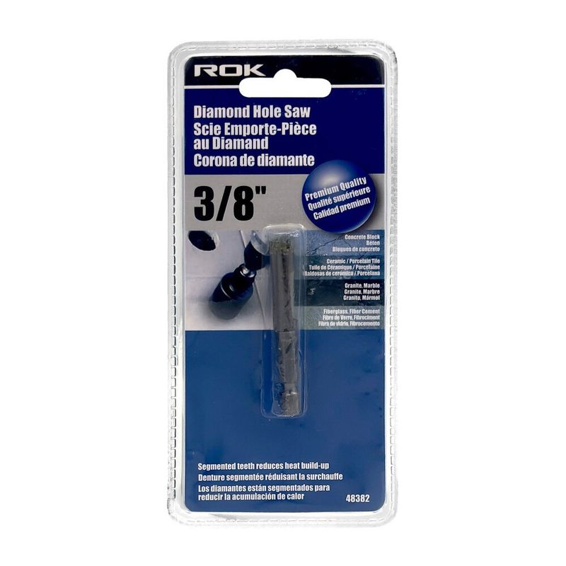 3/8 inch diamond hole saw for small holes in tile, porcelain, glass, and stone.