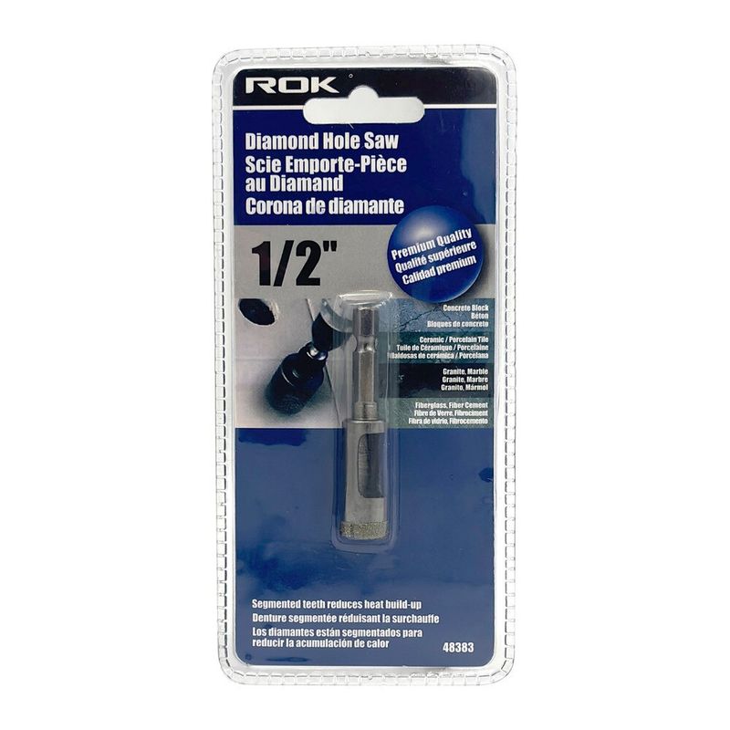 1/2 inch diamond hole saw for cutting tile, porcelain, glass, and stone.