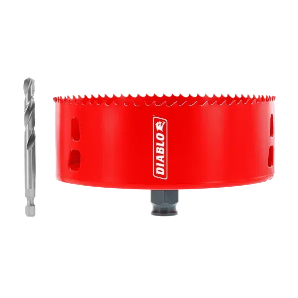 Diablo 5 3/8 inch recessed lighting hole saw, quick change, for clean ceiling cuts.