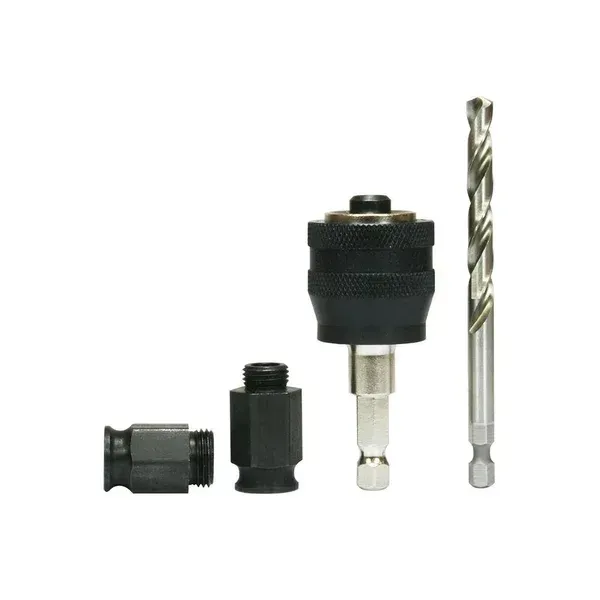 Diablo 3/8 inch Snap-Lock Plus mandrel system for fast, tool-free hole saw changes.