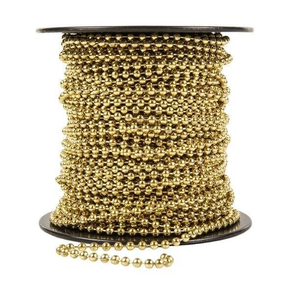 Brass beaded chain, number 6 size, 250 foot spool for light pulls and fixtures.