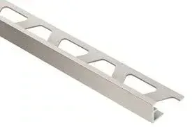 1/4 inch satin nickel Schluter Jolly tile trim.
