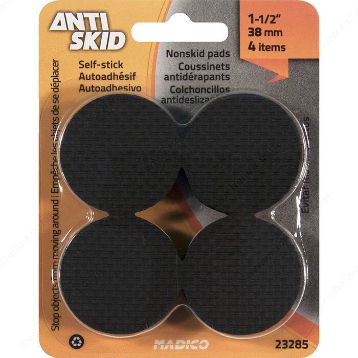 1-1/2 Inch black non-skid pads, pack of 8.