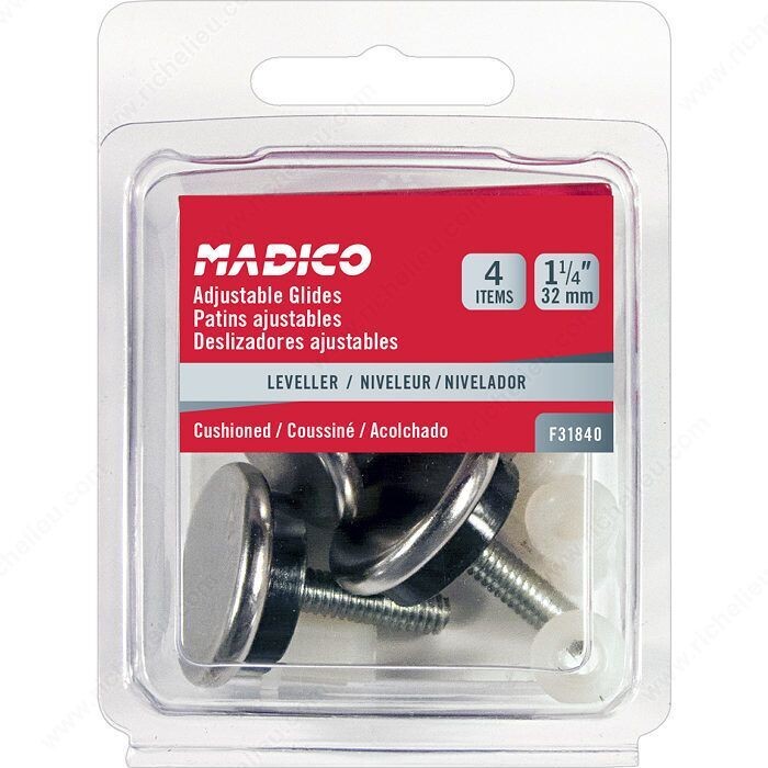 1-1/4 inch adjustable furniture glide.